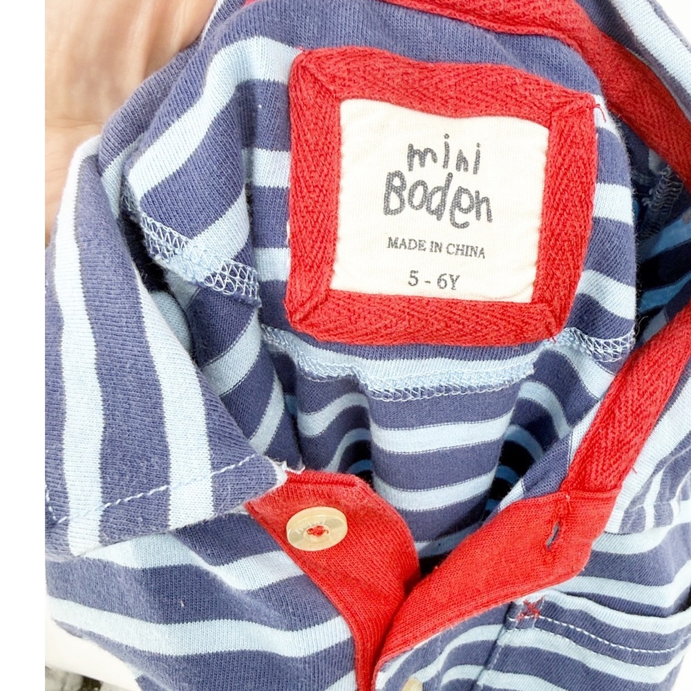 Mini Boden Boy Shirt Bundle Pirate Ship Striped Polo T-Shirts Size 5-6Y APplique - Picture 8 of 10